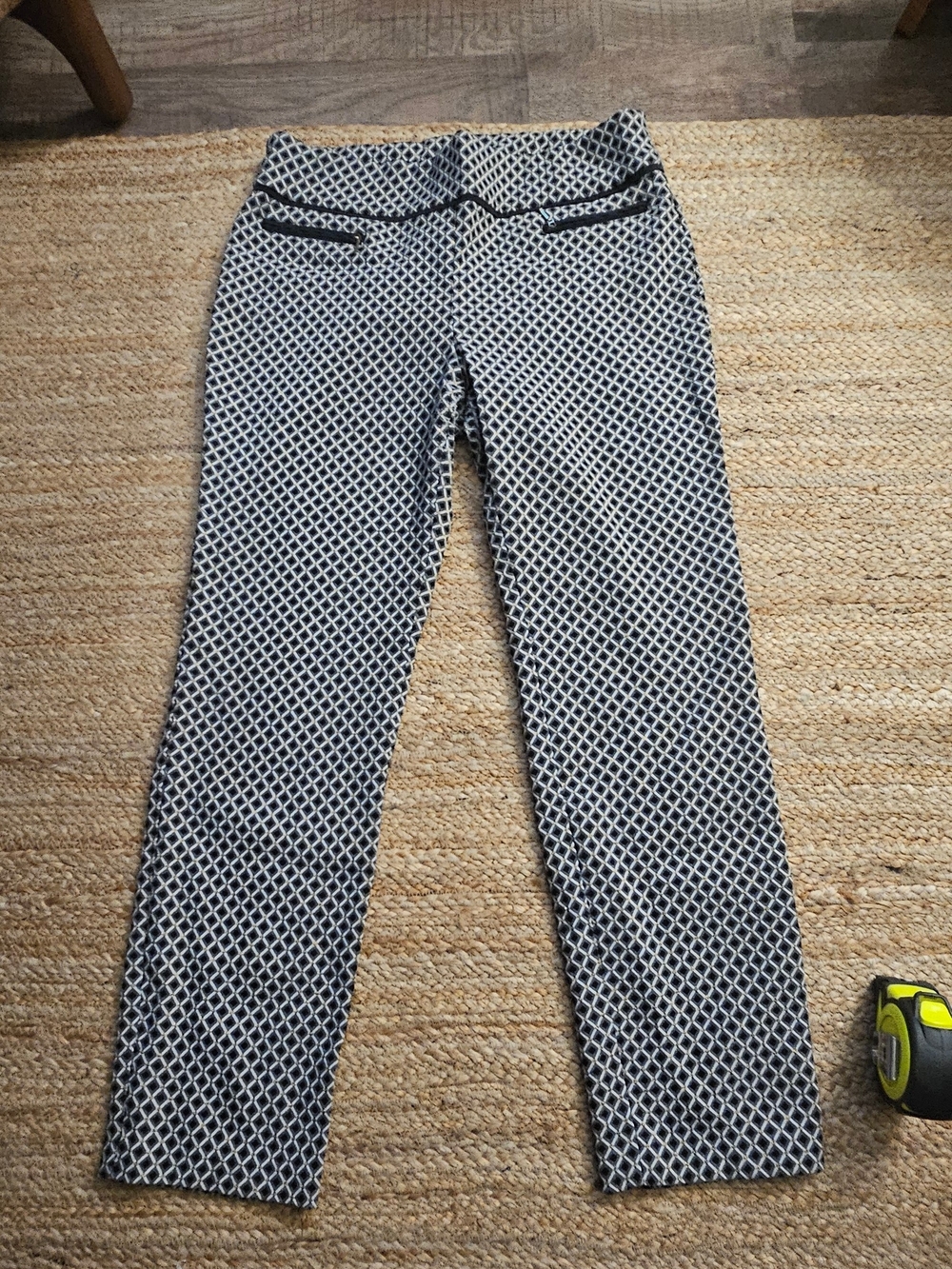 Soho Black & White Lattice Straight Leg Pants